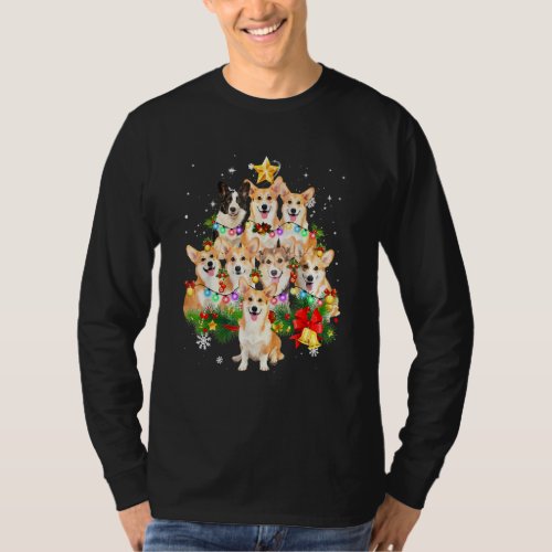 Cute Pembroke Welsh Corgi Christmas Dog Tree Light T_Shirt