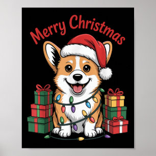 Cute Pembroke Welsh Corgi Christmas Funny Dog Love Poster