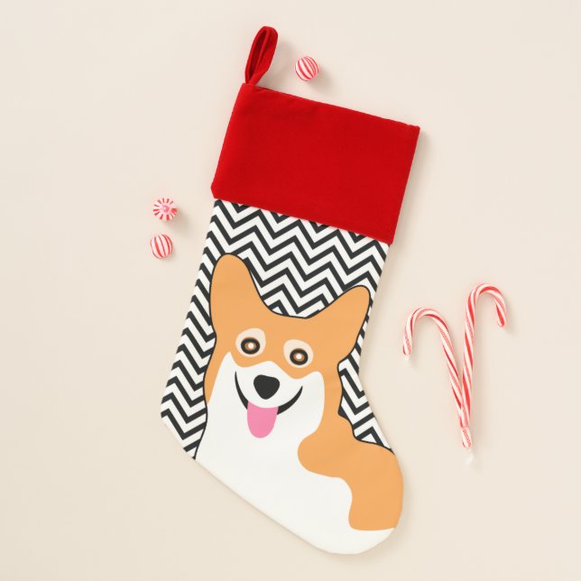 Cute Pembroke Welsh Corgi Christmas Stocking (Front)