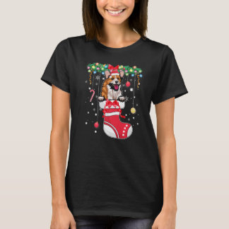 Cute Pembroke Welsh Corgi Dog in Christmas Stockin T-Shirt