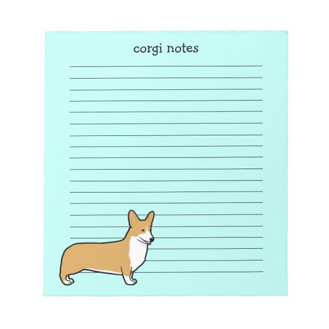 Cute Pembroke Welsh Corgi Lined Notepad (Front)