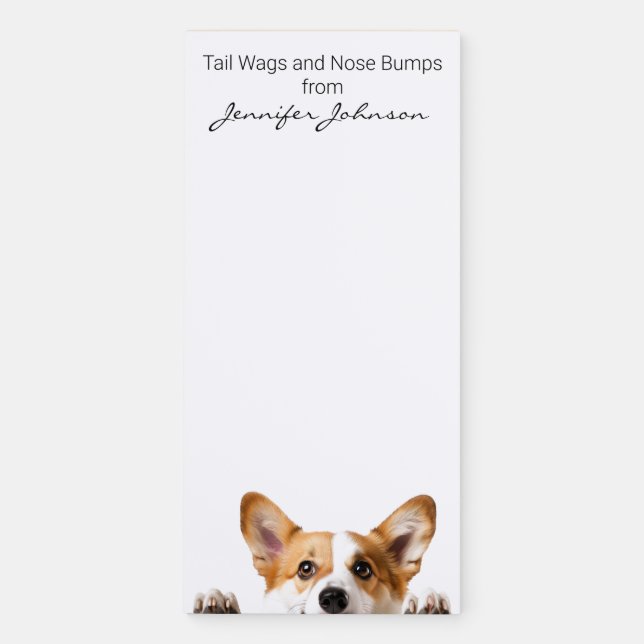 Cute Pembroke Welsh Corgi Magnetic Notepad (Front)