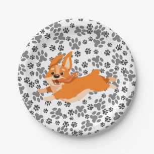 Cute Pembroke Welsh Corgi Paper Plates