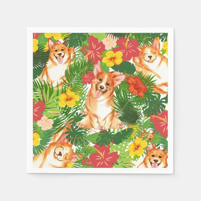 Cute Pembroke Welsh Corgi Pattern  Napkins (Front)