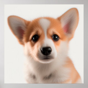 Cute Pembroke Welsh Corgi Puppy Dog Portrait (2) Poster