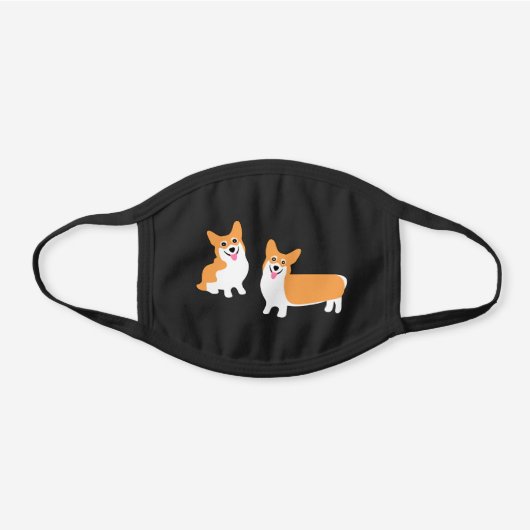 Cute Pembroke Welsh Corgi Quarantine Pets Black Cotton Face Mask (Front)