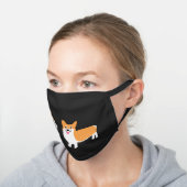 Cute Pembroke Welsh Corgi Quarantine Pets Black Cotton Face Mask (Angled)