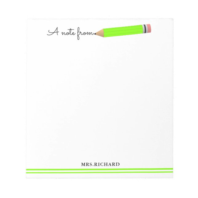 Cute Pencil A Note From Teacher Personalized (Front)