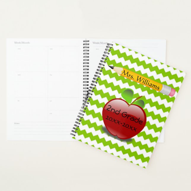 Cute Pencil/Apple Custom Teacher Planner (Display)