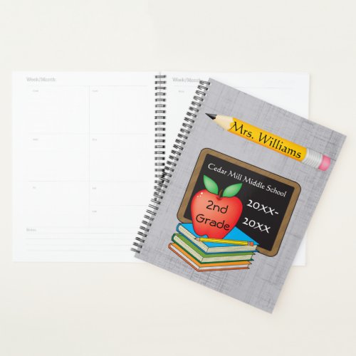 Cute PencilApple Custom Teacher Planner