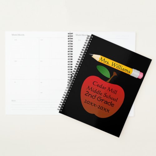 Cute PencilApple Custom Teacher Planner