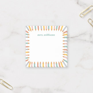 Cute Pencil Border Custom Name Teacher Gift Post-it Notes
