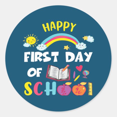 Cute Pencil Happy First Day of School Lunch Lady  Classic Round Sticker