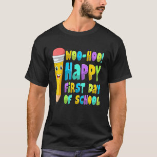 Cute Pencil Happy First Day Of School Teacher Stud T-Shirt