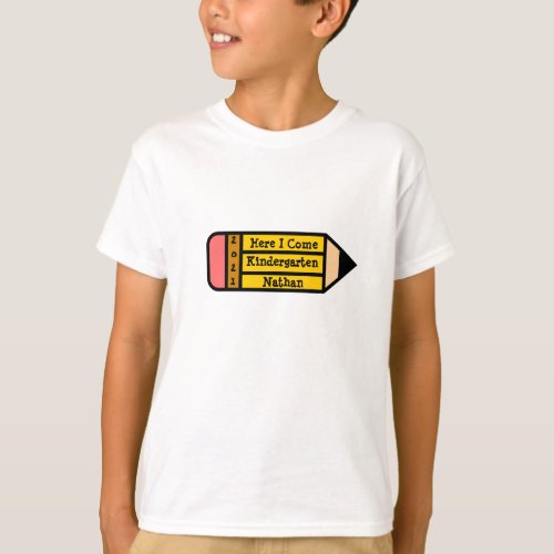 Cute Pencil Here I Come First Day Custom Boys T_Shirt