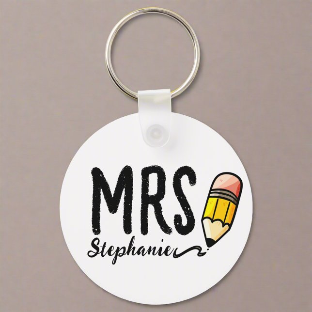Cute Pencil Teacher Appreciation Gift Name  Keychain (Creator Uploaded)