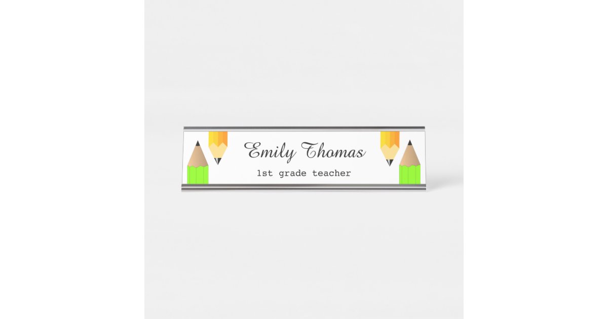 Cute Pencils School Teacher Classroom Desk Name Plate Zazzle Com