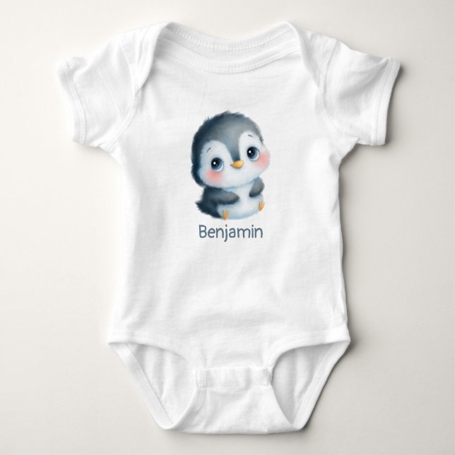 Cute penguin 1st Christmas birthday Baby Bodysuit (Front)