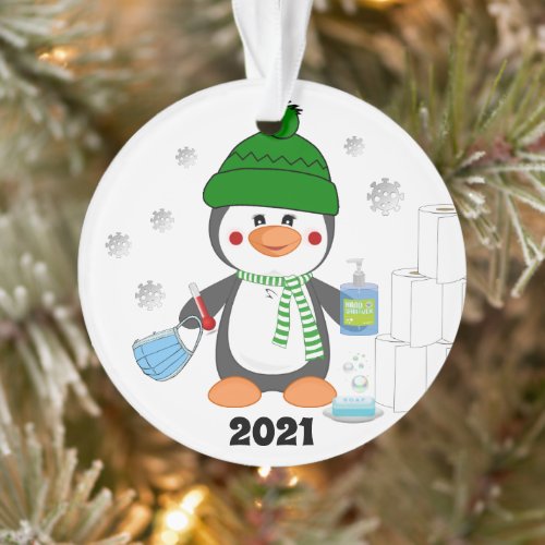 Cute Penguin 2020 Covid Christmas Tree Ornament