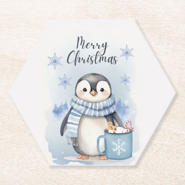 Cute Penguin 3 Paper Coaster (Front)