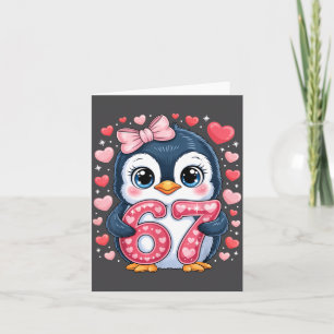 Cute Penguin 67 Six Seven Valentine Hearts 6 7 Mem Card