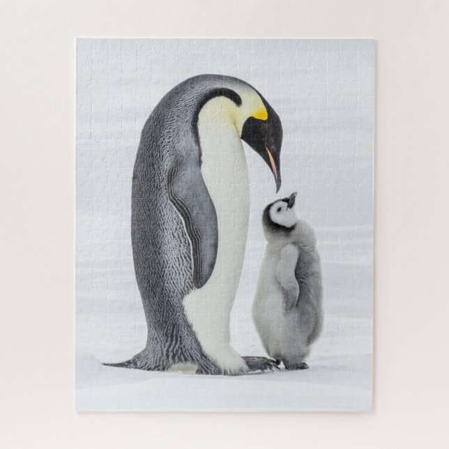 Cute Penguin and Chick On Ice Jigsaw Puzzle (Vertical)
