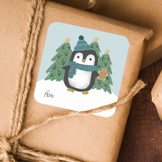Cute Penguin and Gingerbread Man Gift Tag Stickers (Creator Uploaded)