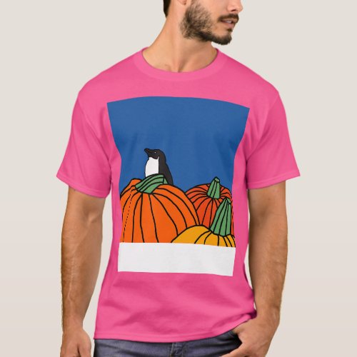 Cute Penguin and Three Pumpkins T_Shirt