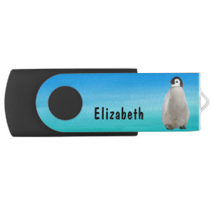 Cute Penguin Animal Personalized Name Flash Drive
