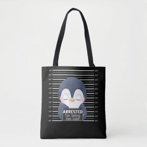 Cute Penguin Arrested Funny Animal Tote Bag