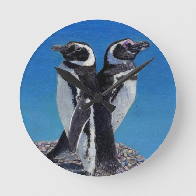 Cute Penguin Art Wall Clock (Front)