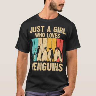 Cute Penguin Art Women Girls Zoologist Penguin T-Shirt
