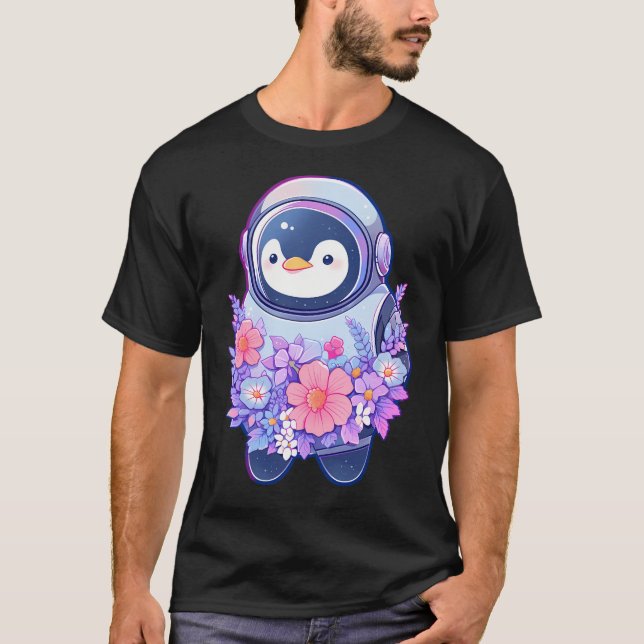 Cute Penguin Astronaut T-Shirt (Front)