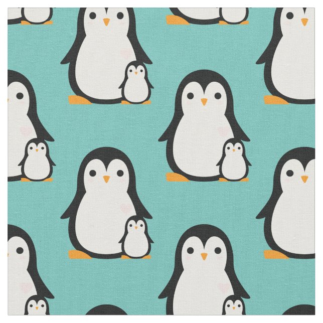 Cute Penguin Baby Nursery Room Decor Fabric (Close Up)