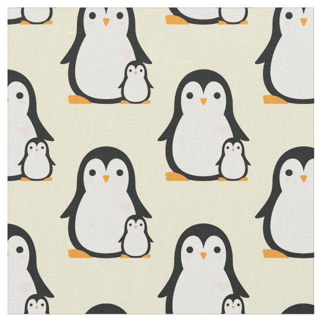 Cute Penguin Baby Nursery Room Decor Fabric (Close Up)