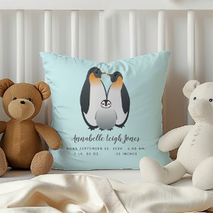 Cute Penguin Baby Nursery Throw Pillow