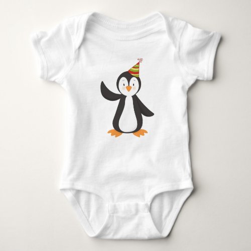 Cute Penguin Baby Penguin Penguin With Party Hat Baby Bodysuit