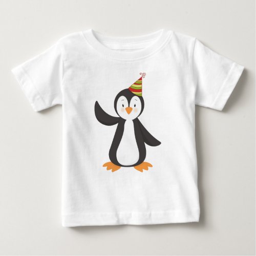 Cute Penguin Baby Penguin Penguin With Party Hat Baby T_Shirt