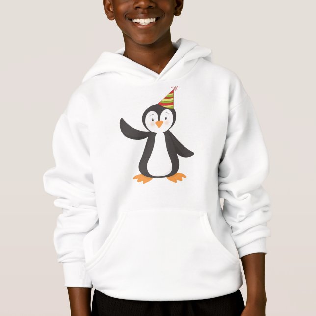 Cute Penguin, Baby Penguin, Penguin With Party Hat Hoodie (Front)