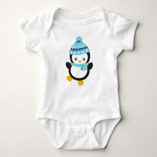 Cute Penguin, Baby Penguin, Penguin With Scarf Baby Bodysuit