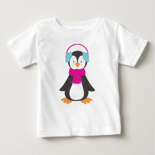 Cute Penguin Baby Penguin Penguin With Scarf Baby T_Shirt