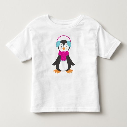 Cute Penguin Baby Penguin Penguin With Scarf Toddler T_shirt
