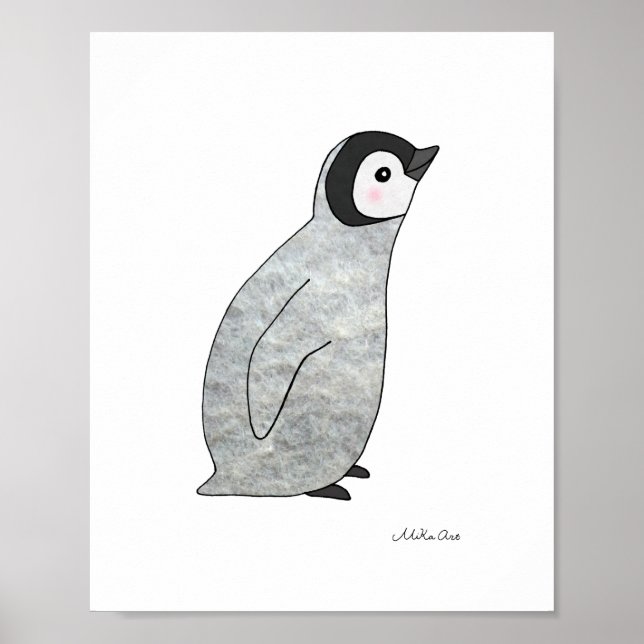 Cute Penguin Baby Penguin Poster Nursery Art Decor (Front)