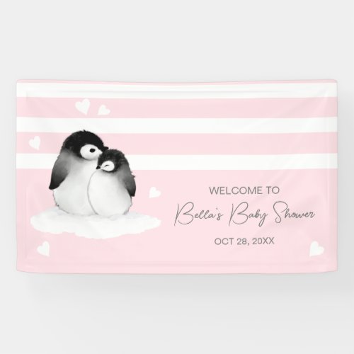 Cute Penguin Baby Shower Banner