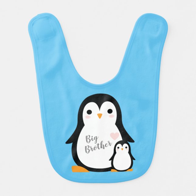 Cute Penguin Baby Shower Blue Boy Baby Bib (Front)