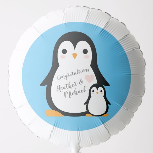 Cute Penguin Baby Shower Blue Boy Balloon