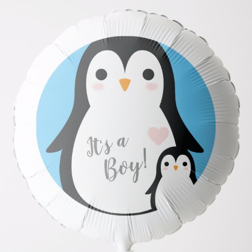 Cute Penguin Baby Shower Blue Boy Balloon