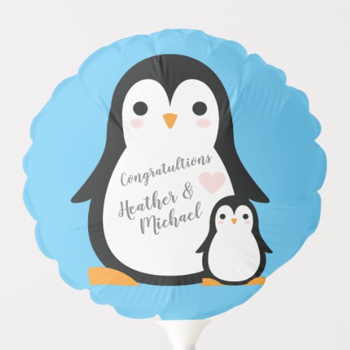 Cute Penguin Baby Shower Blue Boy Balloon