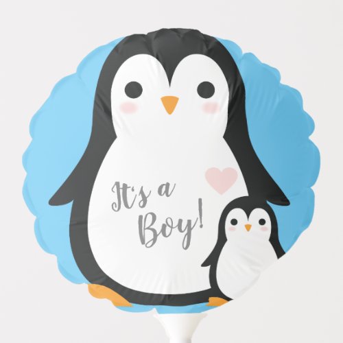 Cute Penguin Baby Shower Blue Boy Balloon