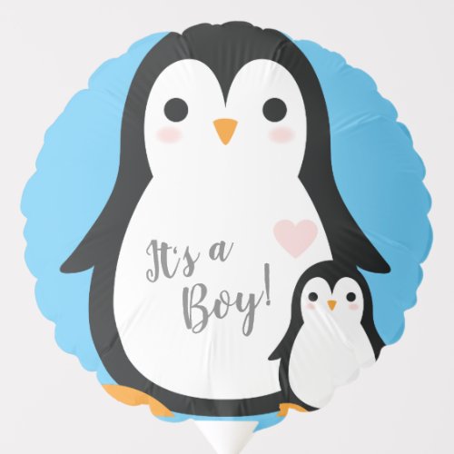 Cute Penguin Baby Shower Blue Boy Balloon